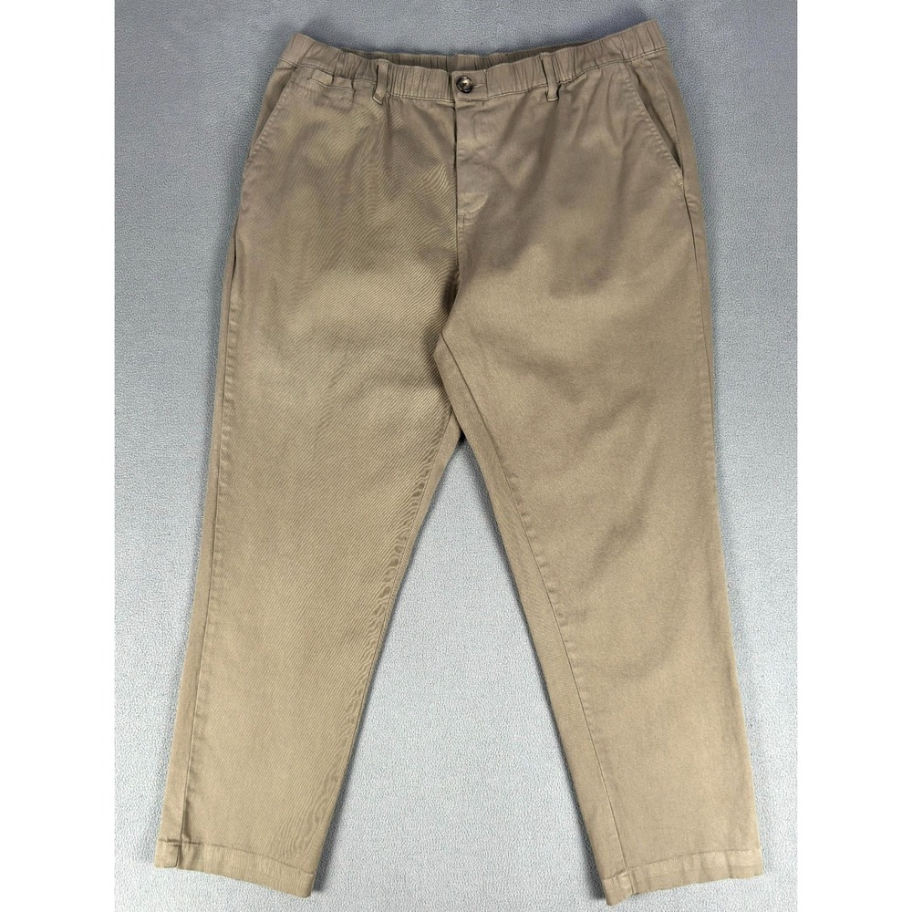 Cove Pants Mens 38x30 Brown Beige Relaxed Elastic Waist Minimalist Comfort